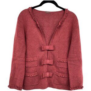 Sandra Angelozzi Berry Pink Coral Bow Blazer Cardigan size ~L